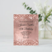 Roos Gold Shiny Glam 40e verjaardag Uitnodiging (Staand voorkant)