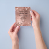 Roos Gold Shiny Glam 40e verjaardag Uitnodiging Flyer (Hand)