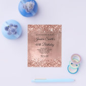 Roos Gold Shiny Glam 40e verjaardag Uitnodiging Flyer (Enkel)