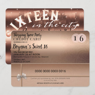 Roos Gold Shopping Spree City Limo Sweet 16 Party Kaart