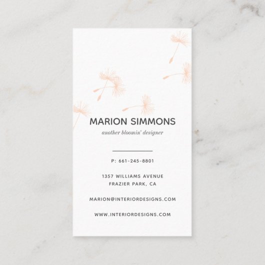 Roos Gold Signature Dandelion Visitekaartje (Achterkant)