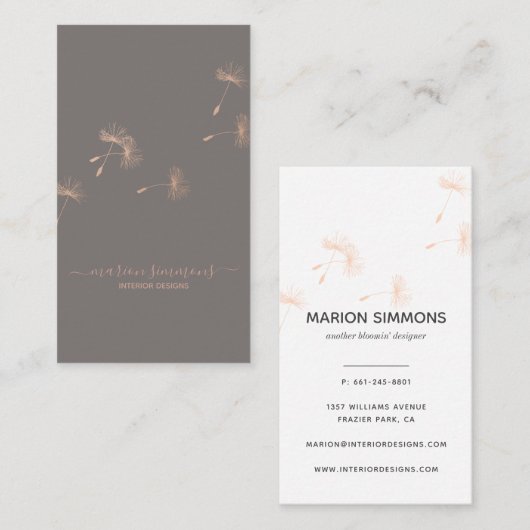 Roos Gold Signature Dandelion Visitekaartje (Voorkant / Achterkant)