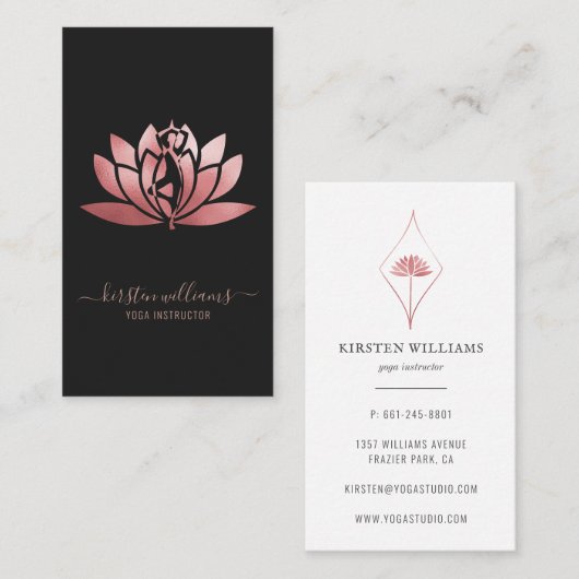 Roos Gold Signature Lotus Flower Yoga Pose Visitekaartje (Voorkant / Achterkant)
