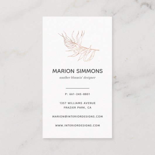 Roos Gold Signature Palm Leaf Visitekaartje (Achterkant)