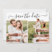 Roos Gold Signature Script Photo Save the Date (Voorkant)