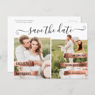 Roos Gold Signature Script Photo Save the Date Aankondigingskaart