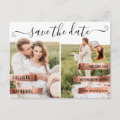 Roos Gold Signature Script Photo Save the Date Aankondigingskaart (Voorkant)