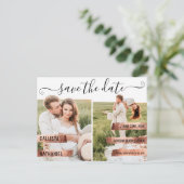 Roos Gold Signature Script Photo Save the Date Aankondigingskaart (Staand voorkant)