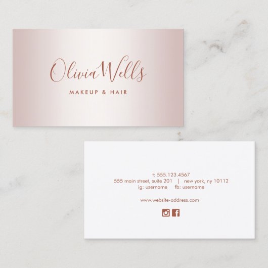 Roos Gold Signature Script Social Media Business C Visitekaartje (Voorkant / Achterkant)