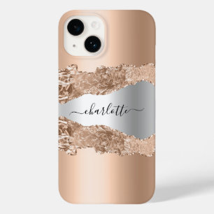 Roos Gold Silagate marble Name script Case-Mate iPhone 14 Hoesje