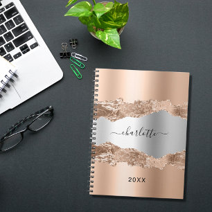 Roos Gold Silagate marble Name script Notitieboek