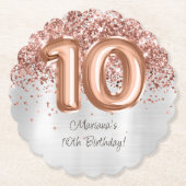 Roos Gold Silver 10e verjaardagsfeestje Kartonnen Onderzetters (Voorkant)