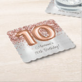 Roos Gold Silver 10e verjaardagsfeestje Kartonnen Onderzetters (Gebogen)