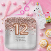 Roos Gold Silver 12e verjaardagsfeestje Papieren Bordje (Feest)