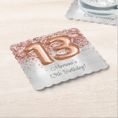 Roos Gold Silver 13e verjaardagsfeestje Kartonnen Onderzetters (Gebogen)