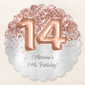 Roos Gold Silver 14e verjaardagsfeestje Kartonnen Onderzetters (Voorkant)
