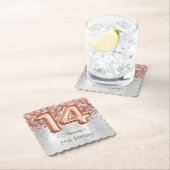 Roos Gold Silver 14e verjaardagsfeestje Kartonnen Onderzetters (Insitu)