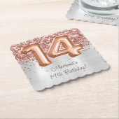 Roos Gold Silver 14e verjaardagsfeestje Kartonnen Onderzetters (Gebogen)