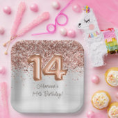 Roos Gold Silver 14e verjaardagsfeestje Papieren Bordje (Feest)