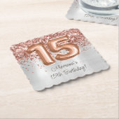 Roos Gold Silver 15e verjaardagsfeestje Kartonnen Onderzetters (Gebogen)