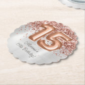 Roos Gold Silver 15e verjaardagsfeestje Kartonnen Onderzetters (Gekanteld)
