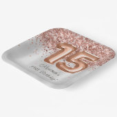 Roos Gold Silver 15e verjaardagsfeestje Papieren Bordje (Gebogen)