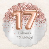 Roos Gold Silver 17e verjaardagsfeestje Kartonnen Onderzetters (Voorkant)