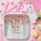 Roos Gold Silver 17e verjaardagsfeestje Papieren Bordje (Feest)
