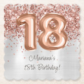 Roos Gold Silver 18e verjaardagsfeestje Kartonnen Onderzetters (Voorkant)