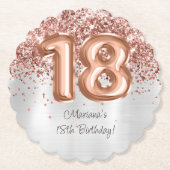 Roos Gold Silver 18e verjaardagsfeestje Kartonnen Onderzetters (Voorkant)