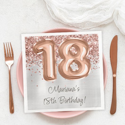 Roos Gold Silver 18e verjaardagsfeestje Servet