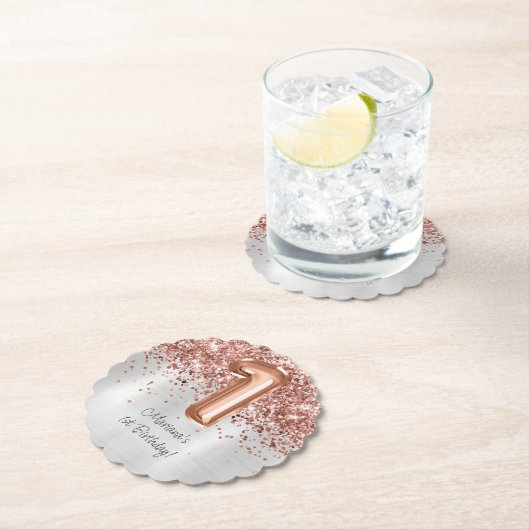 Roos Gold Silver 1e verjaardagsfeestje Kartonnen Onderzetters (Insitu)