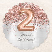 Roos Gold Silver 2e verjaardagsfeestje Kartonnen Onderzetters (Voorkant)