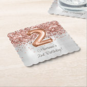 Roos Gold Silver 2e verjaardagsfeestje Kartonnen Onderzetters (Gebogen)