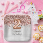 Roos Gold Silver 2e verjaardagsfeestje Papieren Bordje (Feest)