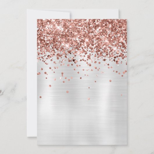 Roos Gold Silver 2e Verjaardagsfeestuitnodiging Kaart (Achterkant)