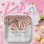 Roos Gold Silver 30ste verjaardagsfeestje Papieren Bordje (Feest)