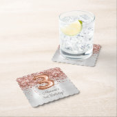 Roos Gold Silver 3e verjaardagsfeestje Kartonnen Onderzetters (Insitu)