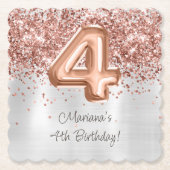 Roos Gold Silver 4e verjaardagsfeestje Kartonnen Onderzetters (Voorkant)