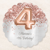 Roos Gold Silver 4e verjaardagsfeestje Kartonnen Onderzetters (Voorkant)