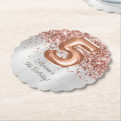 Roos Gold Silver 5e verjaardagsfeestje Kartonnen Onderzetters (Gekanteld)