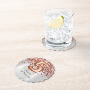 Roos Gold Silver 5e verjaardagsfeestje Kartonnen Onderzetters