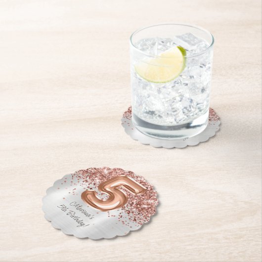 Roos Gold Silver 5e verjaardagsfeestje Kartonnen Onderzetters (Insitu)