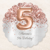 Roos Gold Silver 5e verjaardagsfeestje Kartonnen Onderzetters (Voorkant)