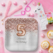 Roos Gold Silver 5e verjaardagsfeestje Papieren Bordje (Feest)