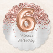 Roos Gold Silver 6e verjaardagsfeestje Kartonnen Onderzetters (Voorkant)