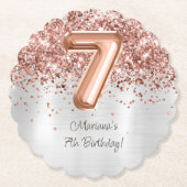 Roos Gold Silver 7e verjaardagsfeestje Kartonnen Onderzetters (Voorkant)