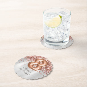 Roos Gold Silver 8e verjaardagsfeestje Kartonnen Onderzetters