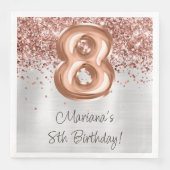 Roos Gold Silver 8e verjaardagsfeestje Servet (Voorkant)