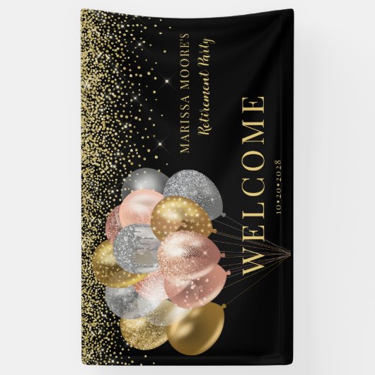 Roos Gold Silver Black, Pensioenpartij Spandoek (Verticaal)